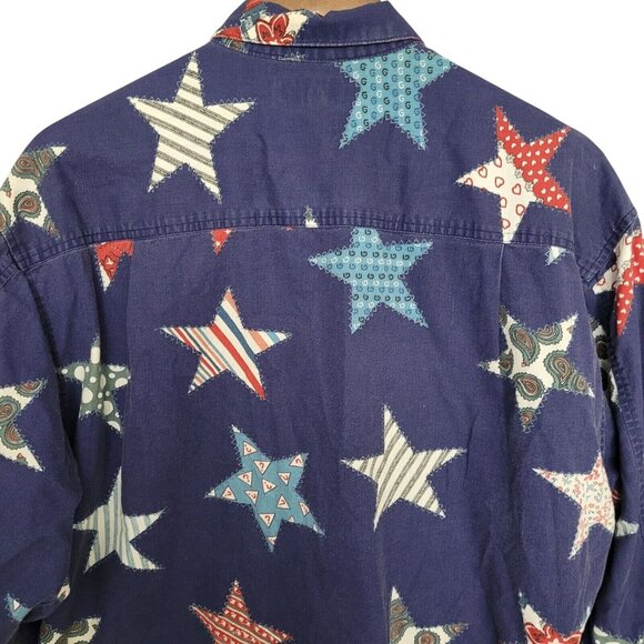 Vintage Guess By Georges Marciano Star Patch Shirt Mens Size M Preppy 80s - Picture 5 of 9